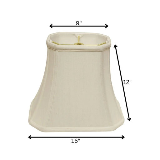 Cut Corner Rectangle Bell Softback Lampshade with Washer Fitter, White Natural Fabric Lampshade for Table Lamps, 9' Top x 16' Bottom x 12' Height Default -DTYStore