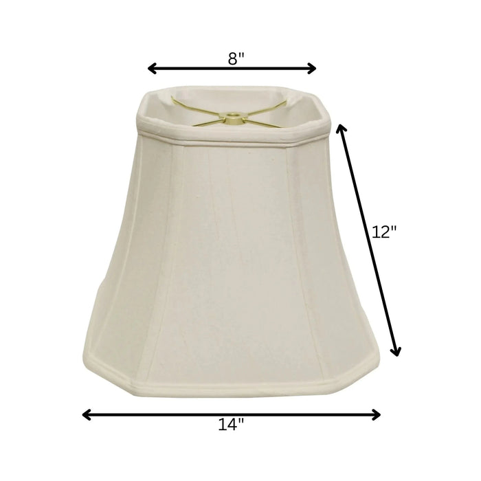 Cut Corner Square Bell Softback Lampshade with Washer Fitter, White Natural Fabric Lampshade for Table Lamps, 8' Top x 14' Bottom x 12' Height Default -DTYStore