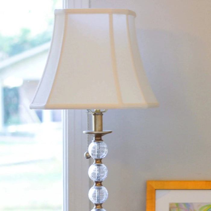 Cut Corner Square Bell Softback Lampshade with Washer Fitter, White Natural Fabric Lampshade for Table Lamps, 8' Top x 14' Bottom x 12' Height Default -DTYStore