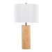 Cylinder Ash 27' Contemporary Wood Table Lamp in Ash Wood, Antique Brass, and White Linen by LumiSource Default -DTYStore