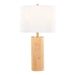 Cylinder Ash 27' Contemporary Wood Table Lamp in Ash Wood, Antique Brass, and White Linen by LumiSource Default -DTYStore
