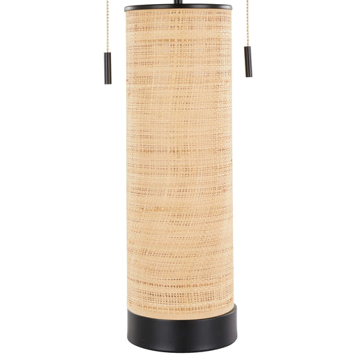 Cylinder Rattan 29' Contemporary Rattan Table Lamp in Black Metal and Natural Rattan from Grandview Gallery by LumiSource Default -DTYStore