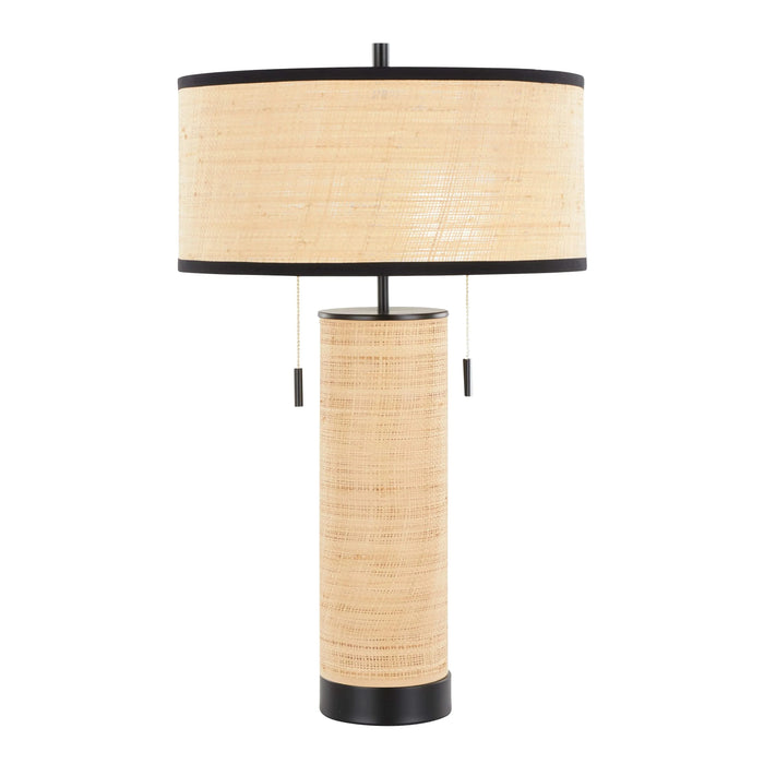 Cylinder Rattan 29' Contemporary Rattan Table Lamp in Black Metal and Natural Rattan from Grandview Gallery by LumiSource Default -DTYStore