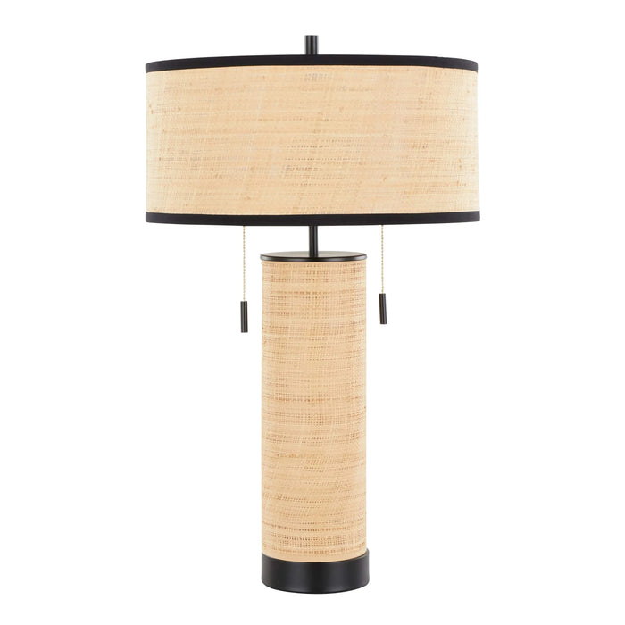 Cylinder Rattan 29' Contemporary Rattan Table Lamp in Black Metal and Natural Rattan from Grandview Gallery by LumiSource Default -DTYStore