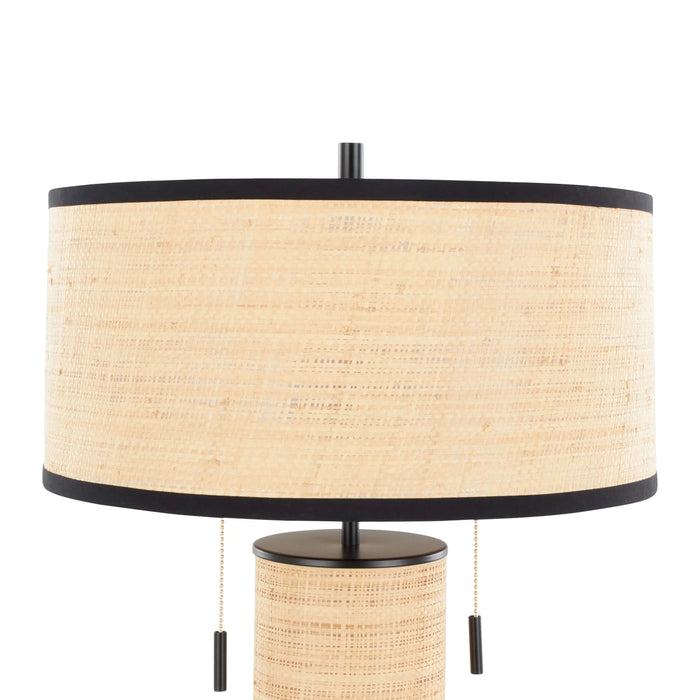 Cylinder Rattan 29' Contemporary Rattan Table Lamp in Black Metal and Natural Rattan from Grandview Gallery by LumiSource Default -DTYStore