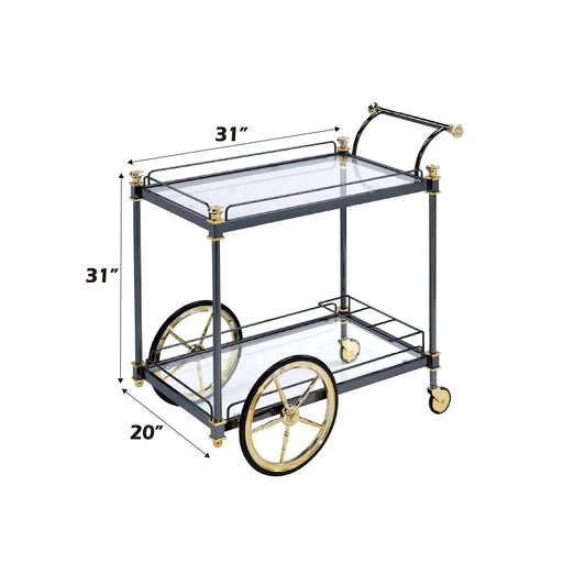 Cyrus Clear Glass & Black/Gold Finish Serving Cart Default -DTYStore
