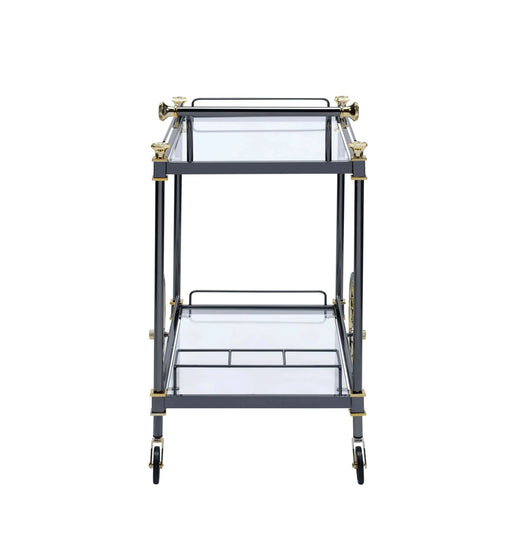 Cyrus Clear Glass & Black/Gold Finish Serving Cart Default -DTYStore
