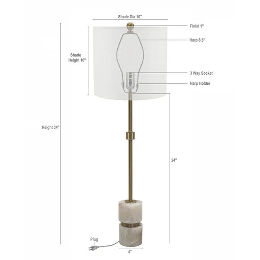 D10x34' Ipori Alabaster And Metal Buffet Lamp Default -DTYStore