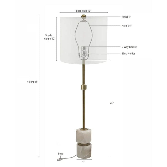D10x34' Ipori Alabaster And Metal Buffet Lamp Default -DTYStore
