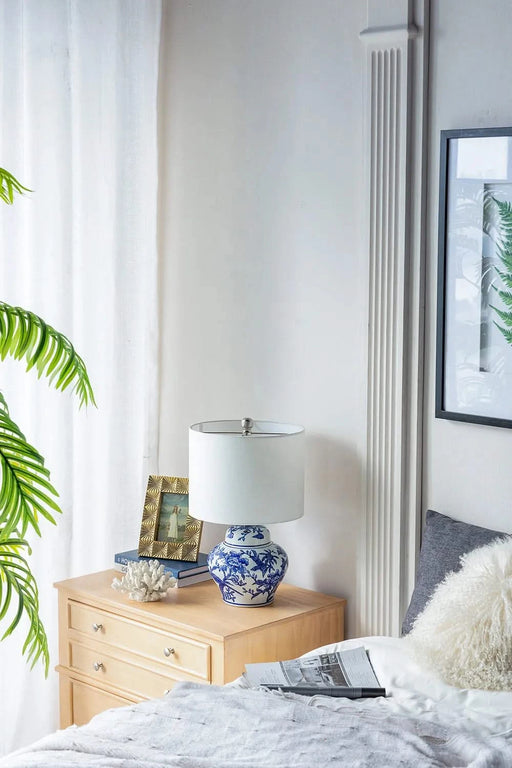 D12x19.3' Blue and White Ceramic Vase Lamp Default -DTYStore