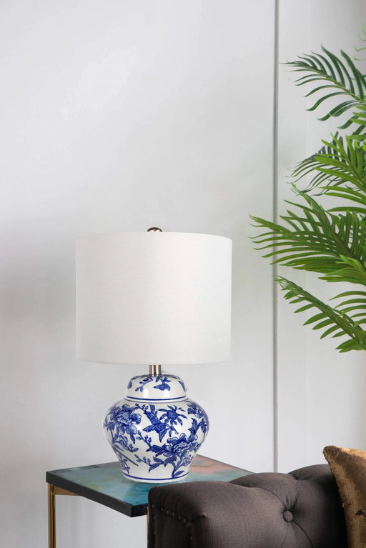 D12x19.3' Blue and White Ceramic Vase Lamp Default -DTYStore