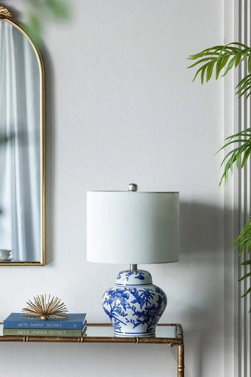 D12x19.3' Blue and White Ceramic Vase Lamp Default -DTYStore