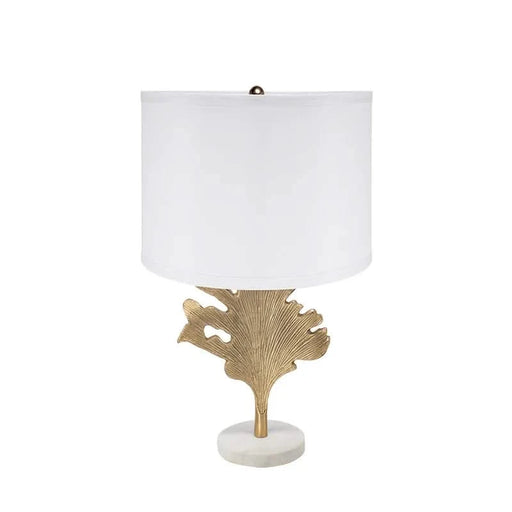 D13x22.2' Gold and White Table Lamp with Leaf Design (Lamp Shade Assembly Required) Default -DTYStore