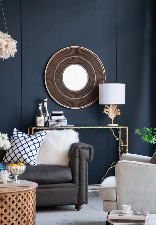 D13x22.2' Gold and White Table Lamp with Leaf Design (Lamp Shade Assembly Required) Default -DTYStore