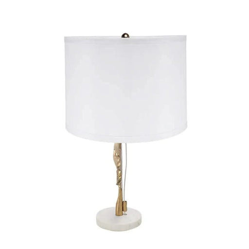 D13x22.2' Gold and White Table Lamp with Leaf Design (Lamp Shade Assembly Required) Default -DTYStore