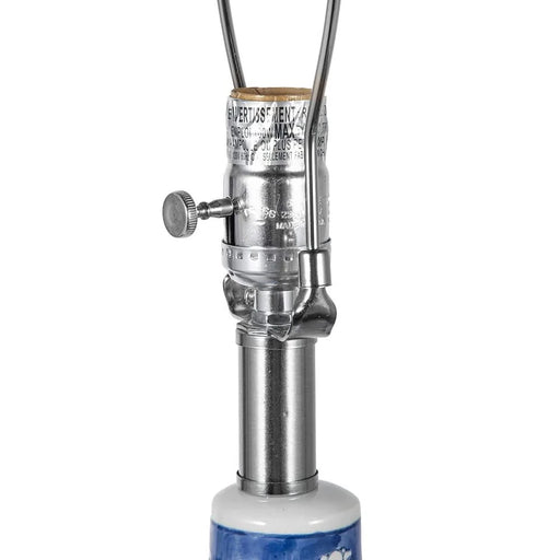 D13x25.7' Blue and White Round Two-Tiered Ceramic Vase Lamp Default -DTYStore