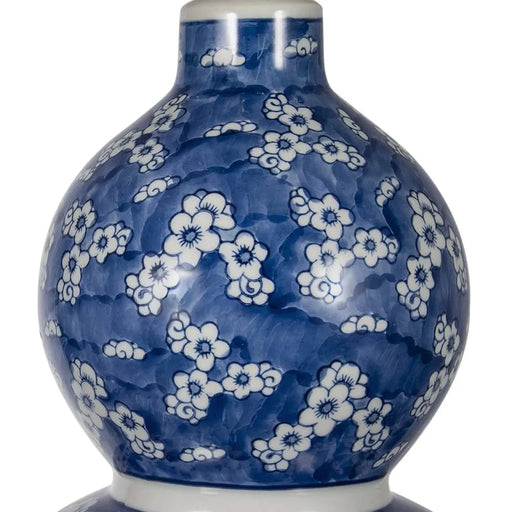 D13x25.7' Blue and White Round Two-Tiered Ceramic Vase Lamp Default -DTYStore