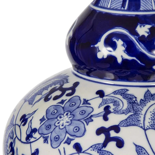 D14x27.6' Blue and White Round Ceramic Vase Lamp Default -DTYStore