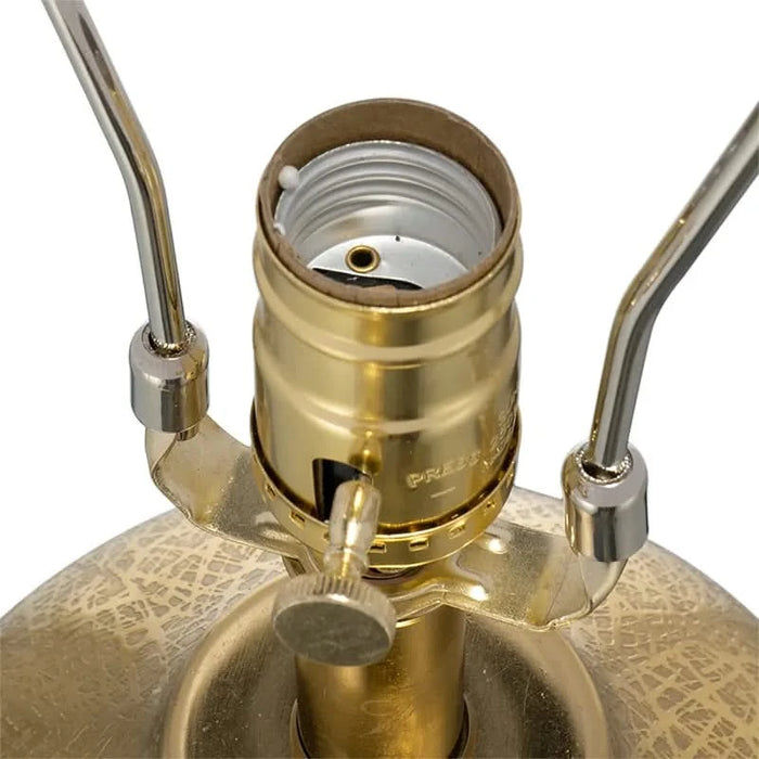 D15x25.7' Round Aluminum Sheet Gold Table Lamp with White Fabric Shade (Lamp Shade Assembly Required) Default -DTYStore