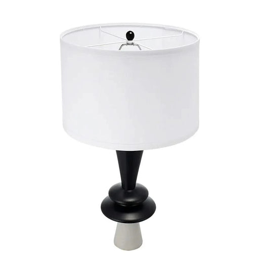 D15x26.7' Black Aluminum Table Lamp with Two Varying Disc Accents and White Shade(Lamp Shade Assembly Required) Default -DTYStore