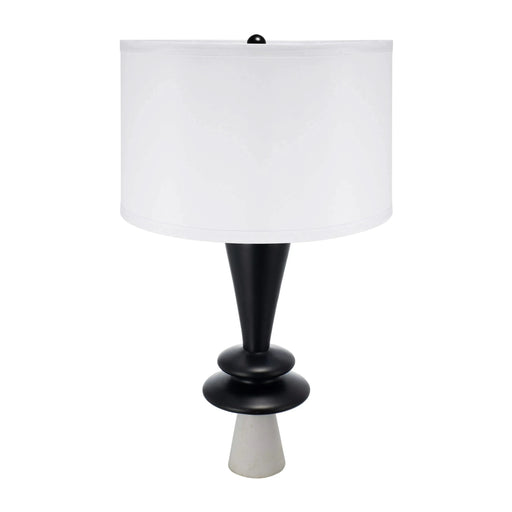 D15x26.7' Black Aluminum Table Lamp with Two Varying Disc Accents and White Shade(Lamp Shade Assembly Required) Default -DTYStore