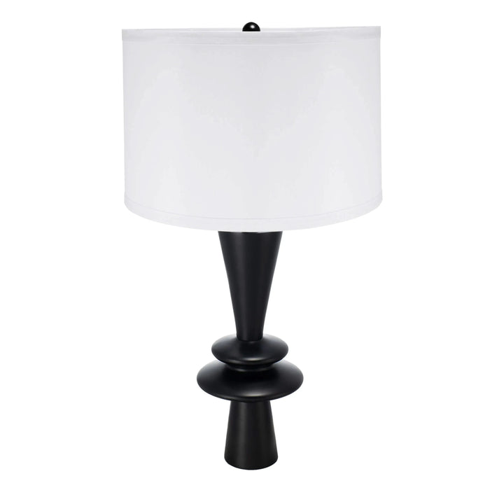 D15x26.7' Black Aluminum Table Lamp with Two Varying Round Accents and White Drum Shade(Lamp Shade Assembly Required) Default -DTYStore