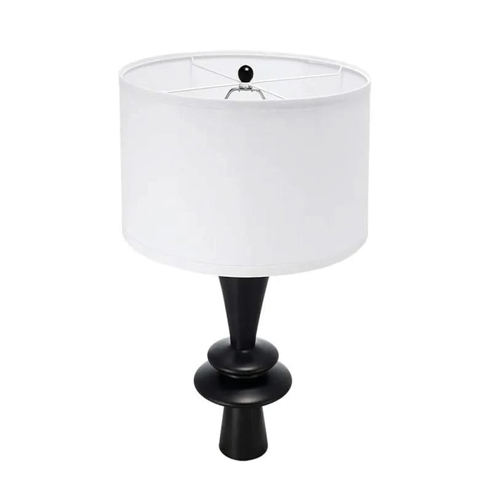 D15x26.7' Black Aluminum Table Lamp with Two Varying Round Accents and White Drum Shade(Lamp Shade Assembly Required) Default -DTYStore