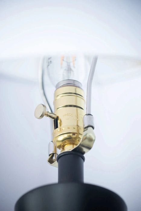 D15x26.7' Black Aluminum Table Lamp with Two Varying Round Accents and White Drum Shade(Lamp Shade Assembly Required) Default -DTYStore