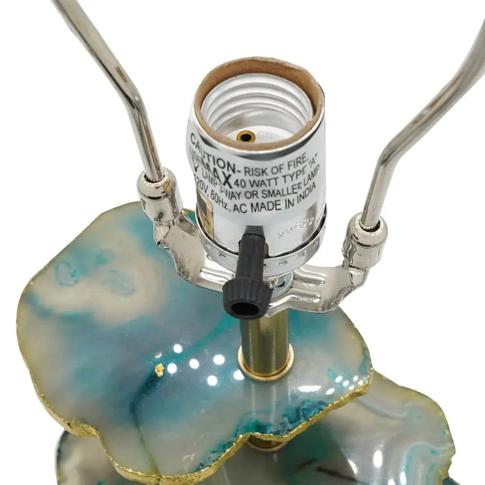 D15x29.5' Verdant Agate-Slice Table Lamp w/ Marble Base Default -DTYStore