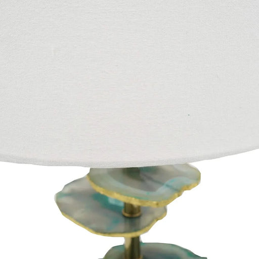 D15x29.5' Verdant Agate-Slice Table Lamp w/ Marble Base Default -DTYStore
