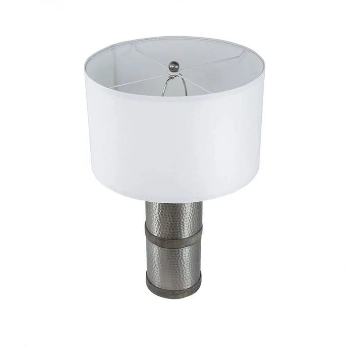 D16x24.4' Hammered Iron Table Lamp with Mango Wood(Lamp Shade Assembly Required) Default -DTYStore