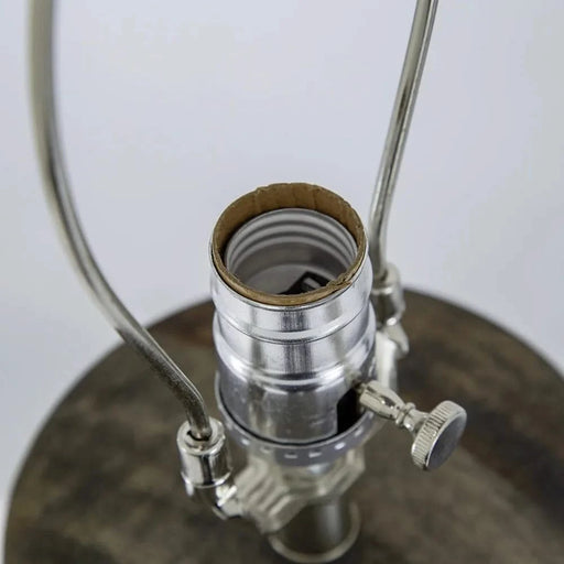 D16x24.4' Hammered Iron Table Lamp with Mango Wood(Lamp Shade Assembly Required) Default -DTYStore