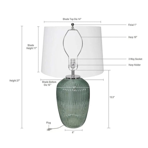 D16x27' Glass Table Lamp Default -DTYStore
