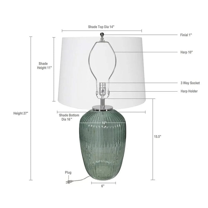D16x27' Glass Table Lamp Default -DTYStore