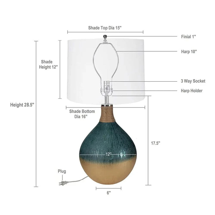 D16x28.5' Glass Table Lamp Default -DTYStore