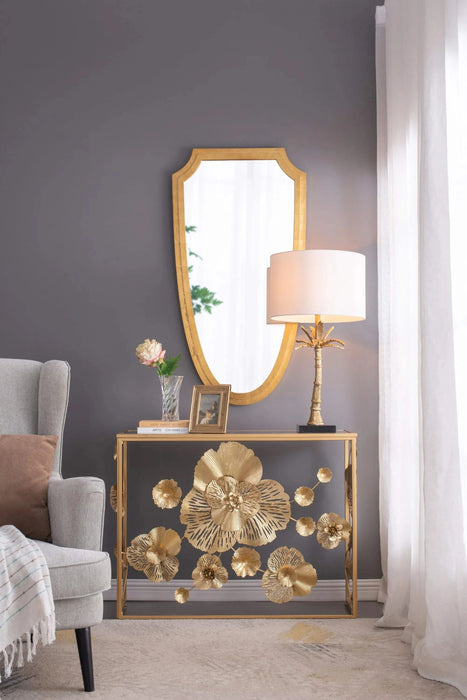 D16x31' Leaf Lamp with Marble Base, Gold (Lamp Shade Assembly Required) Default -DTYStore