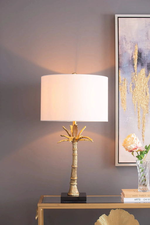 D16x31' Leaf Lamp with Marble Base, Gold (Lamp Shade Assembly Required) Default -DTYStore