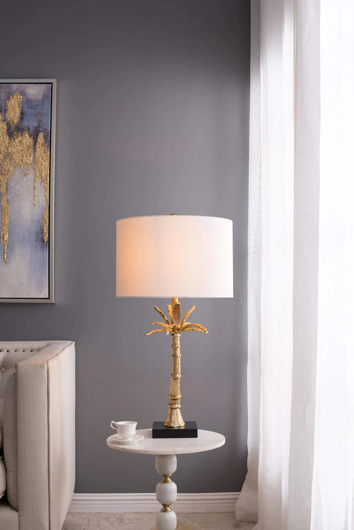 D16x31' Leaf Lamp with Marble Base, Gold (Lamp Shade Assembly Required) Default -DTYStore