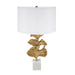 D17x30.2' Gold Ginkgo Leaf Table Lamp with Marble Base and White Drum Shade (Lamp Shade Assembly Required) Default -DTYStore