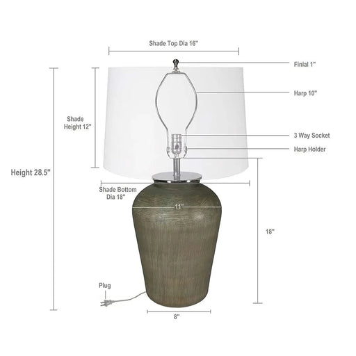 D18x28.5' Glass Table Lamp Default -DTYStore