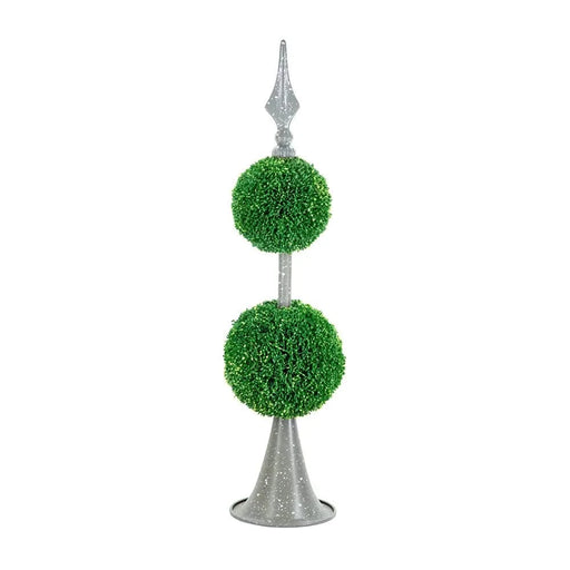 D7x26.5' Artificial Two-Tiered Boxwood Sphere Topiary on Metal Spire Default -DTYStore