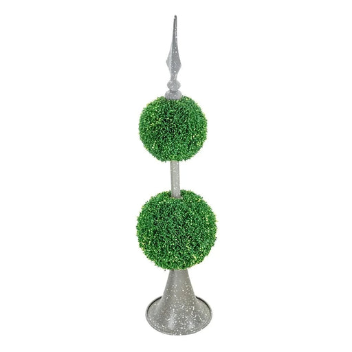 D7x26.5' Artificial Two-Tiered Boxwood Sphere Topiary on Metal Spire Default -DTYStore