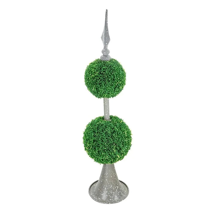 D7x26.5' Artificial Two-Tiered Boxwood Sphere Topiary on Metal Spire Default -DTYStore