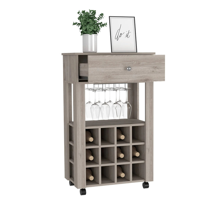 DEPOT E-SHOP Margh Bar Cart Drawer, Light Gray Default -DTYStore