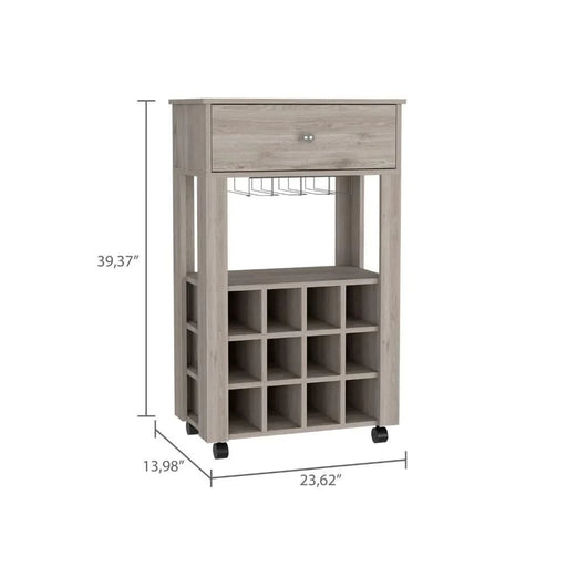 DEPOT E-SHOP Margh Bar Cart Drawer, Light Gray Default -DTYStore