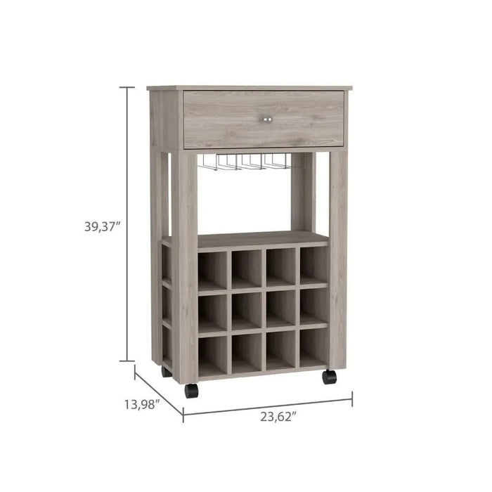 DEPOT E-SHOP Margh Bar Cart Drawer, Light Gray Default -DTYStore