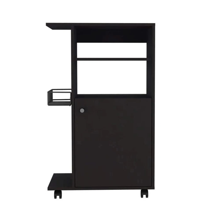 DEPOT E-SHOP Opal Kitchen Cart, Single Door Cabinet, Four Casters, Black Default -DTYStore