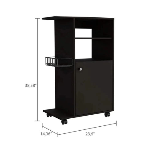 DEPOT E-SHOP Opal Kitchen Cart, Single Door Cabinet, Four Casters, Black Default -DTYStore