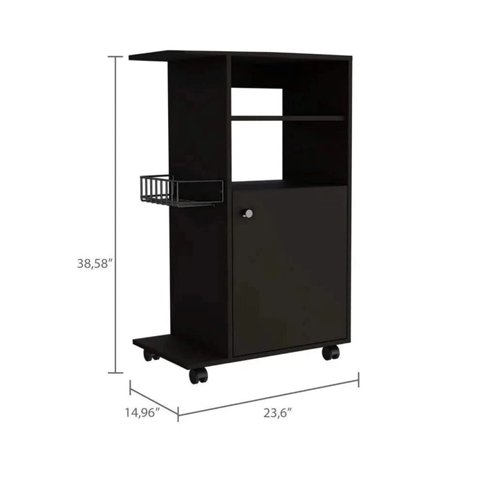 DEPOT E-SHOP Opal Kitchen Cart, Single Door Cabinet, Four Casters, Black Default -DTYStore