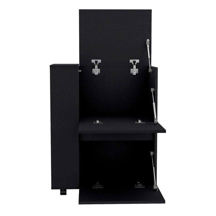 DEPOT E-SHOP Tully Bar Cart Two Pull-Down Door Cabinets and Two Open Shelves,Black Default -DTYStore